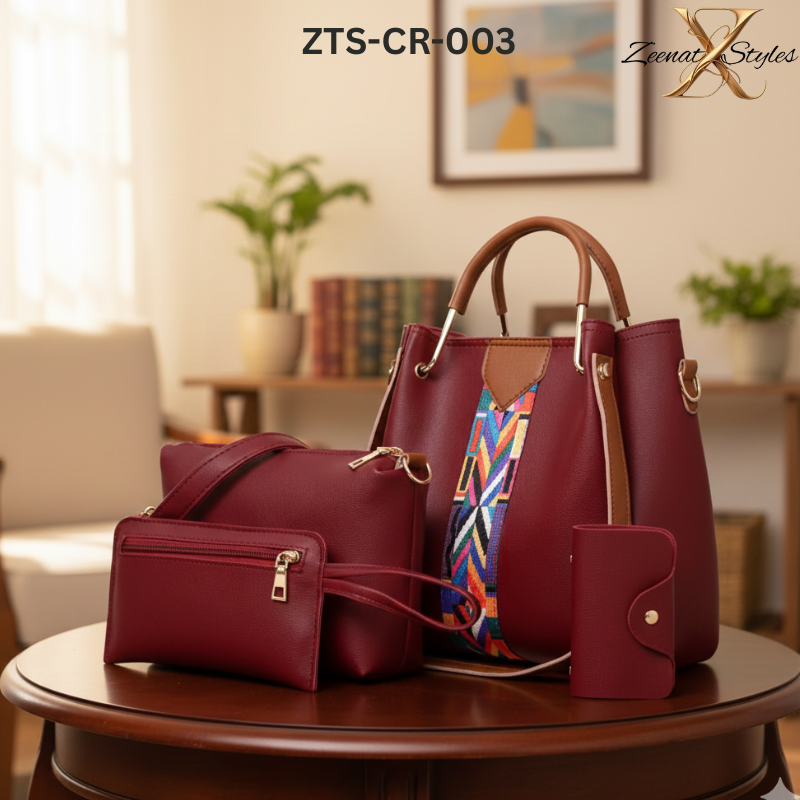 Women's Handbags 4-Piece Set with Zipper Closure ZTS-CR-003